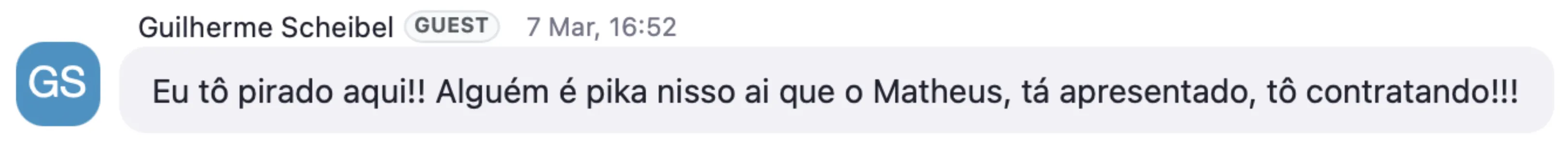 Depoimento de aluno de uma formação do Mateus