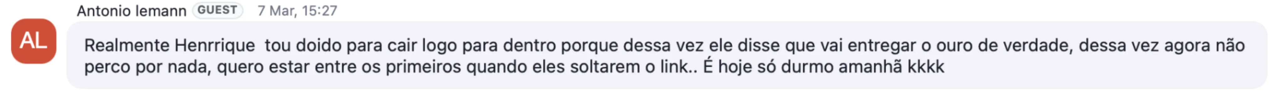 Depoimento de aluno de uma formação do Mateus
